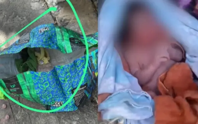Bebê recém-nascido e com cordão umbilical é encontrado em sacola de feira em terreno baldio de Guarapari